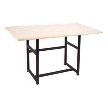 Metal and travertine work table, 1980s