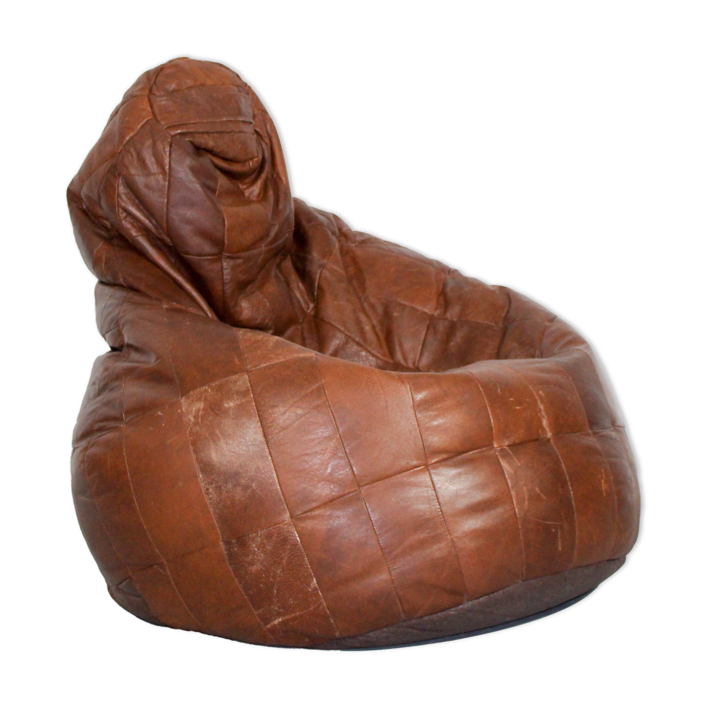 Midcentury modern leather patchwork bean bag, 1970