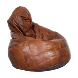 Midcentury modern leather patchwork bean bag, 1970