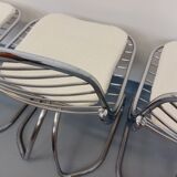 Set of 4 vintage Italian Gastone Rinaldi style chairs in chrome metal