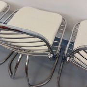 Set of 4 vintage Italian Gastone Rinaldi style chairs in chrome metal
