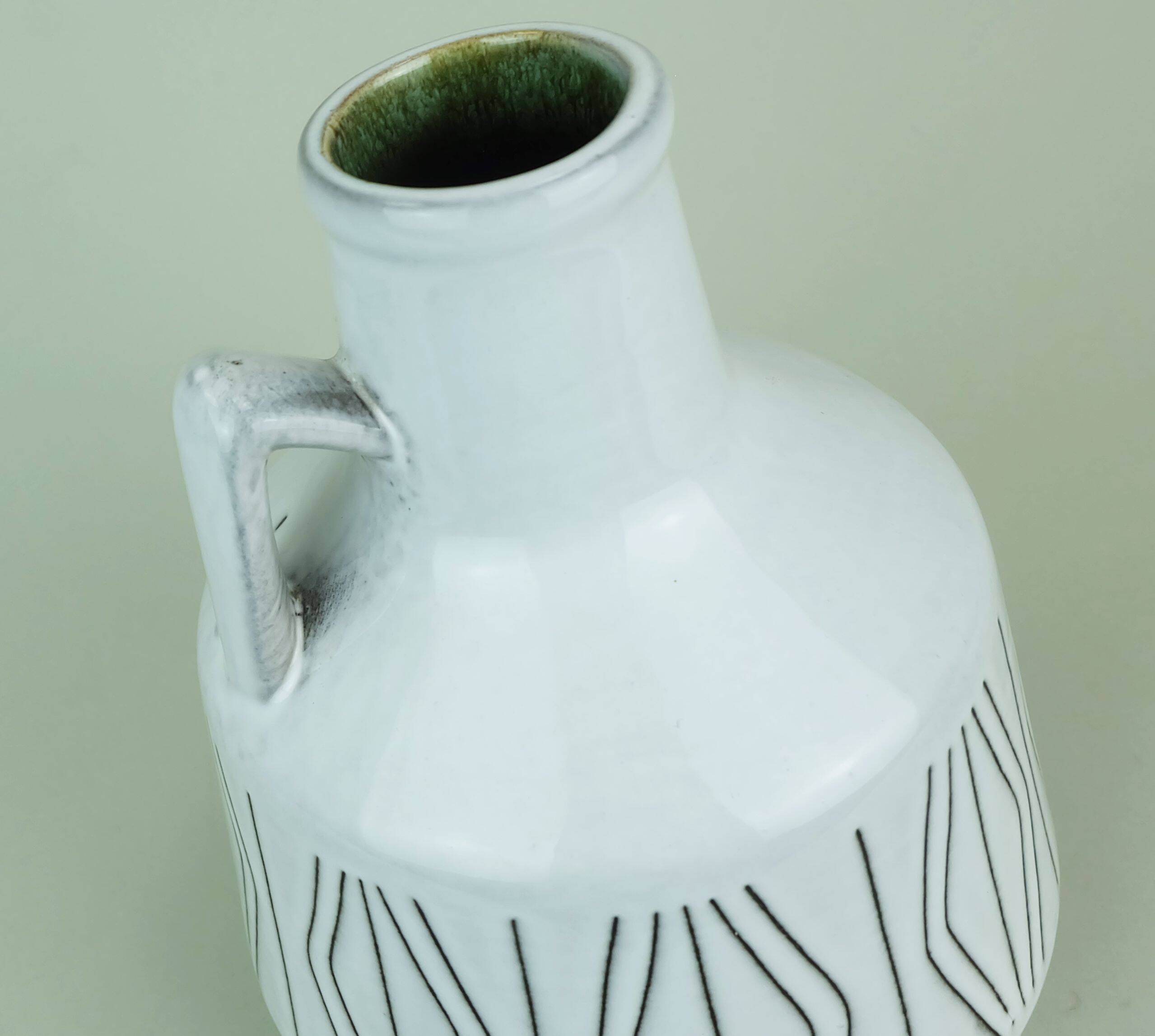Ilkra  vase white glaze abstract sgraffito decor model no. 2007/20 50s/60s