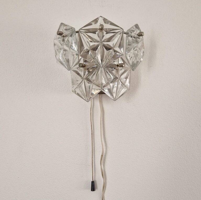 Rare Midcentury Glass Wall Lamp in Style of Kinkeldey, 1960s.