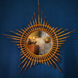 Large mirror sun rattan 65 cm
