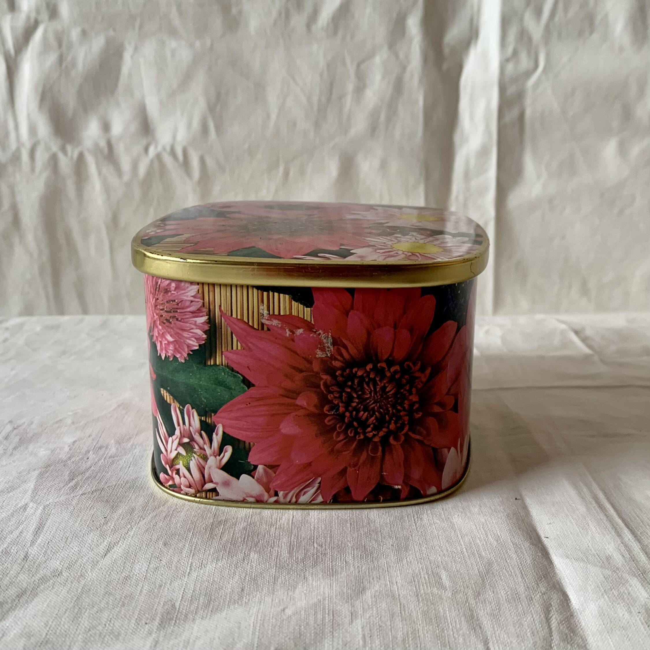 Boîte métallique vintage Côte d'Or - décor floral