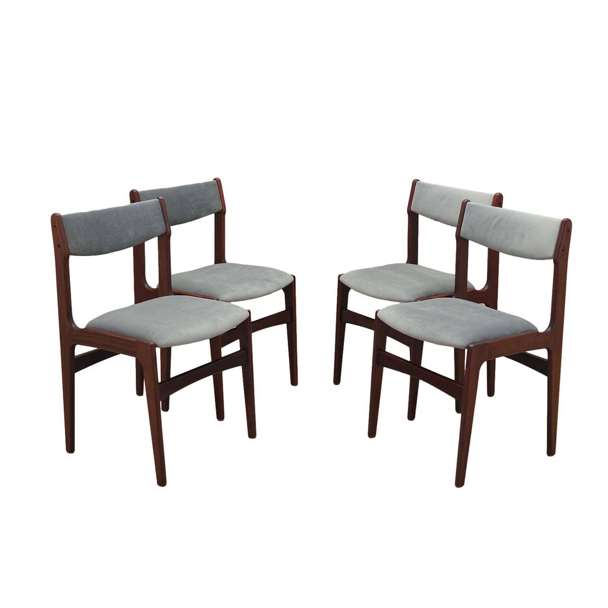 Set of four mahogany chairs, Danish design, 1970s, manufacture: Denmark