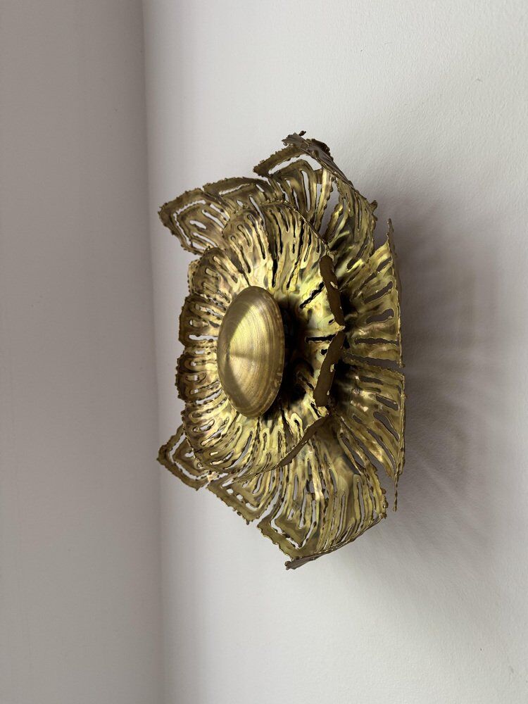 Brass sun wall sconce by Svend Aage Sørensen, Denmark, 1960s, brutalist
