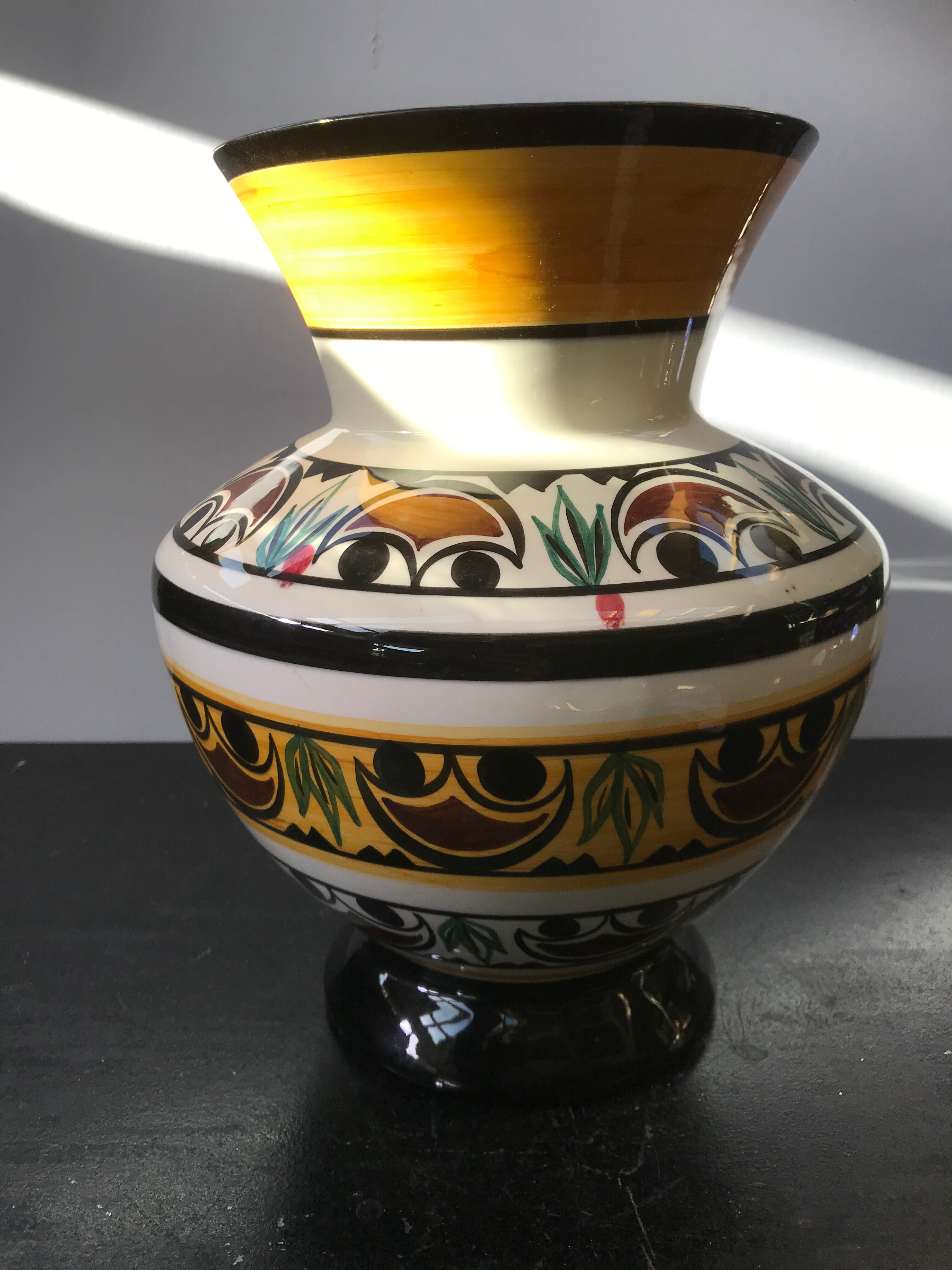 Ancient Vase QUIBERON Ceramics MERLE WHITE Painted Vintage Decor