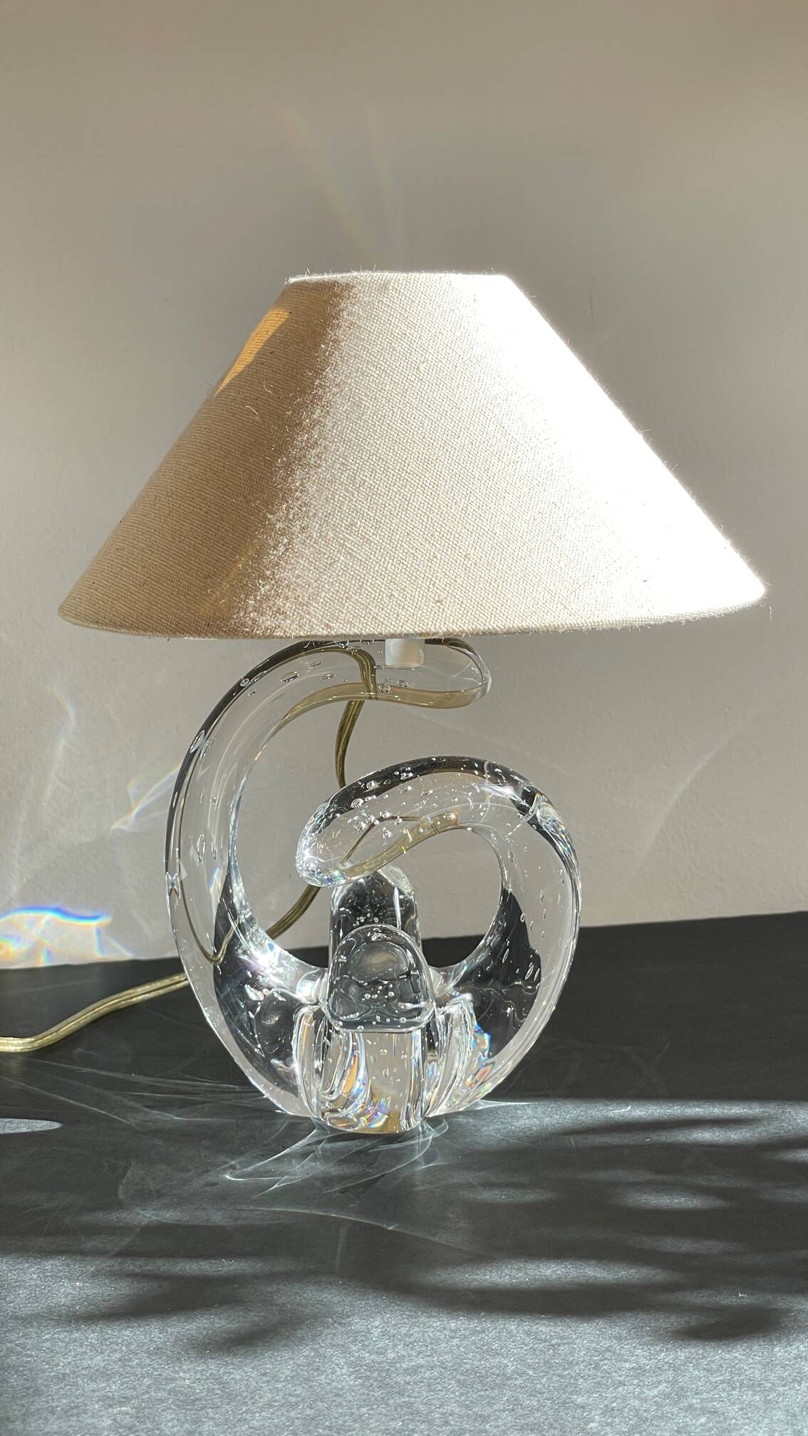 Lampe cristal art déco gravée Paris France