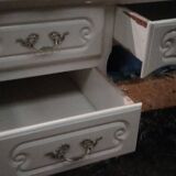 Louis XV style cherry wood desk refurbished in white
