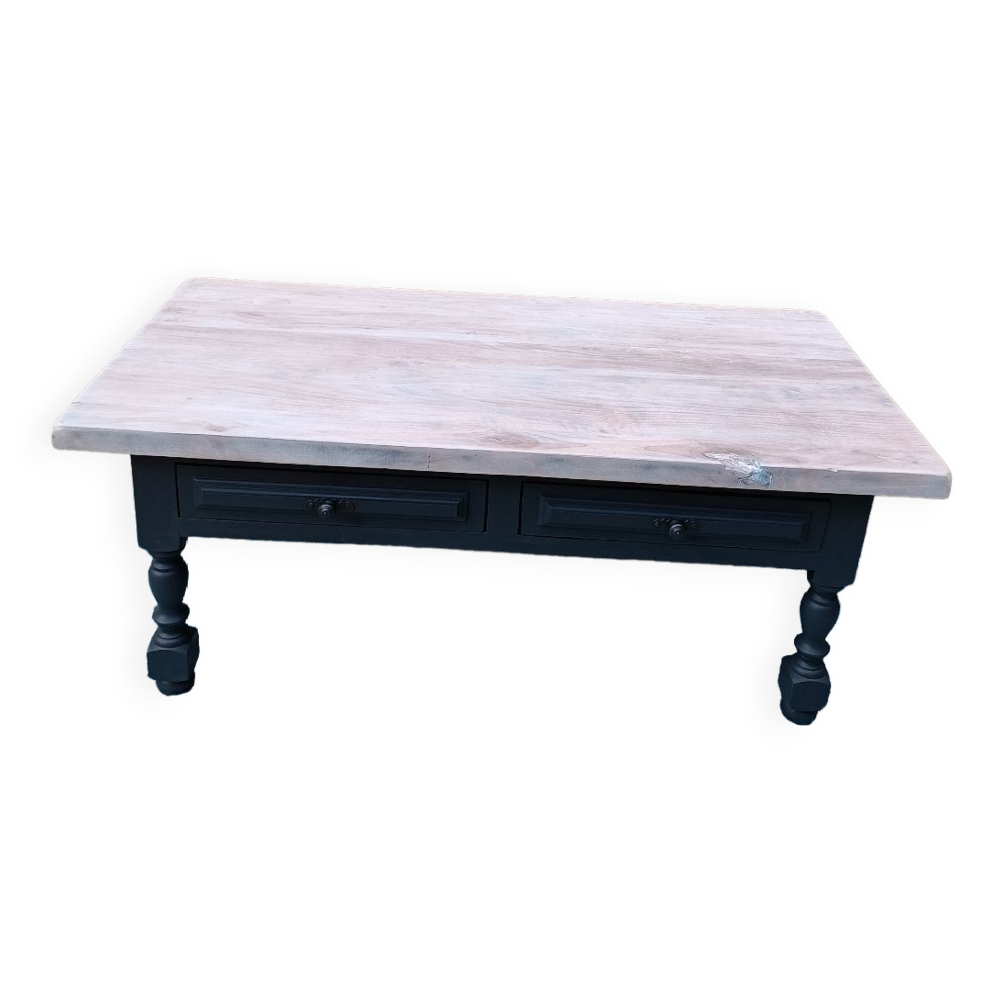 Solid wood coffee table with limed top