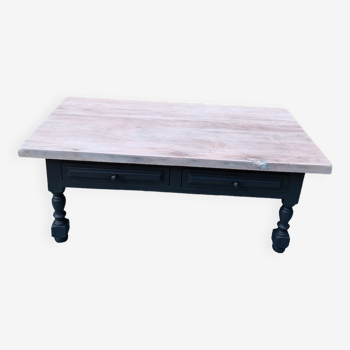 Solid wood coffee table with limed top