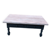 Table basse bois massif plateau cérusé