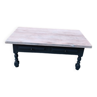Solid wood coffee table with limed top