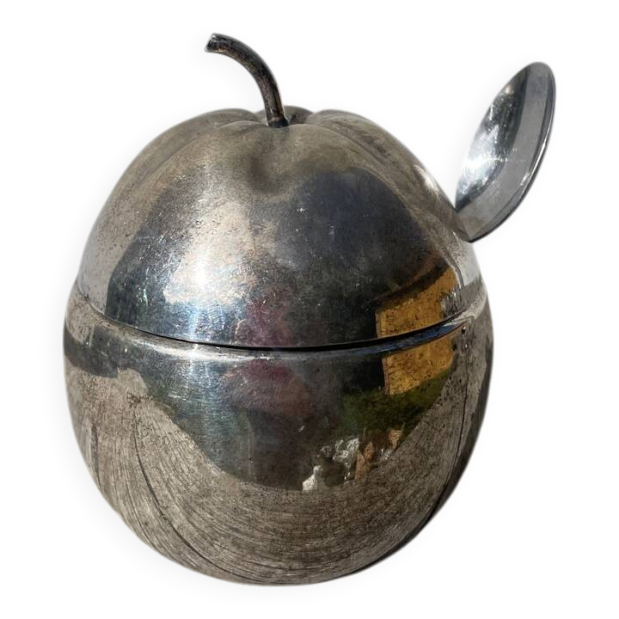English silver plated apple sugar bowl