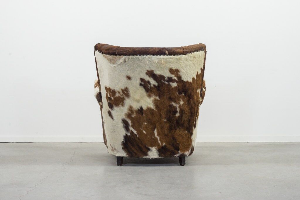 Art deco cowhide armchair