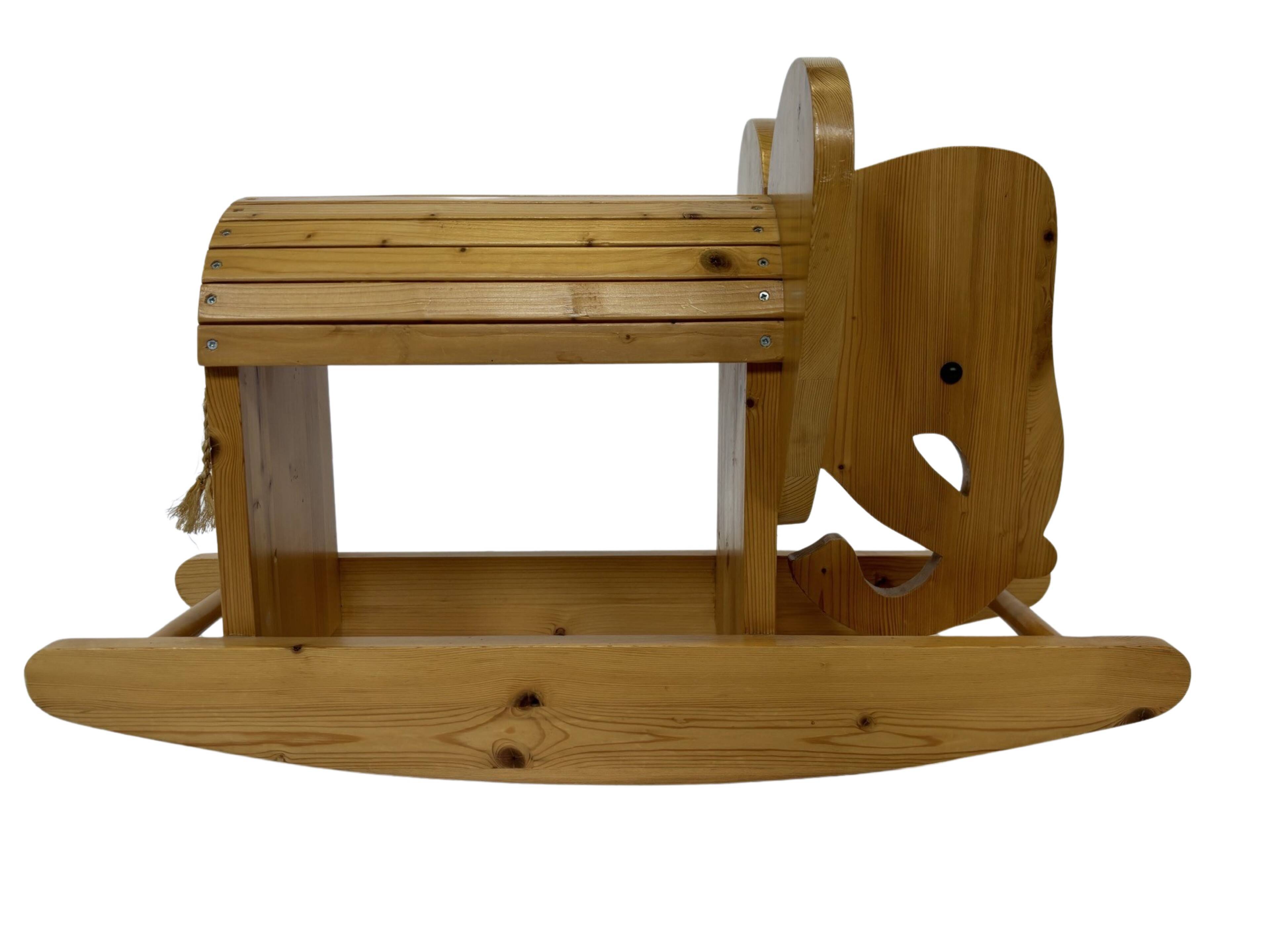 Vintage Swedish design Wooden Rocking Elephant jr  80's design