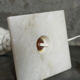 Alabaster table lamp, baluster foot, virgin wool lampshade