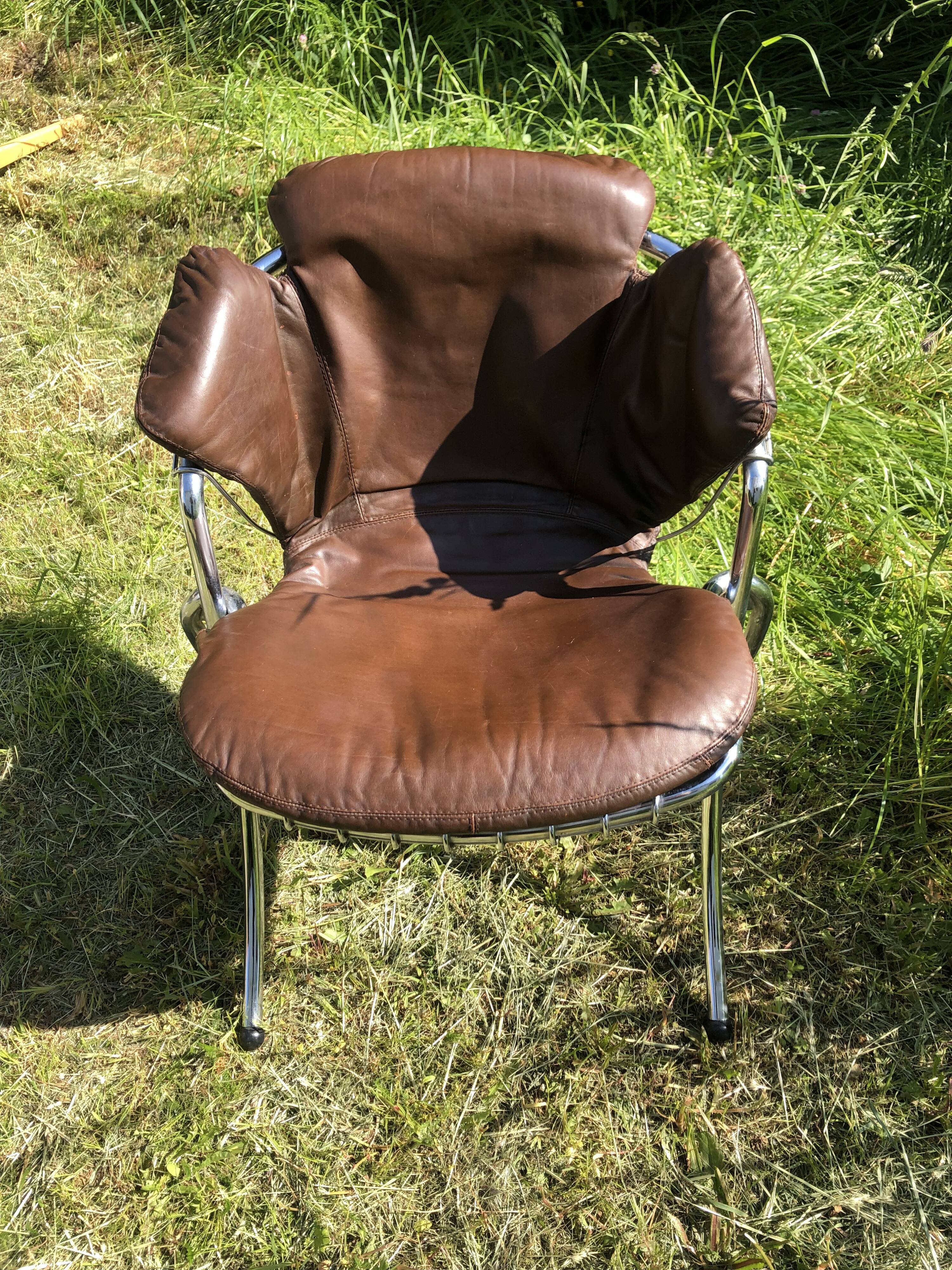 Leather chair model Lynn Gastone Rinaldi for Rima
