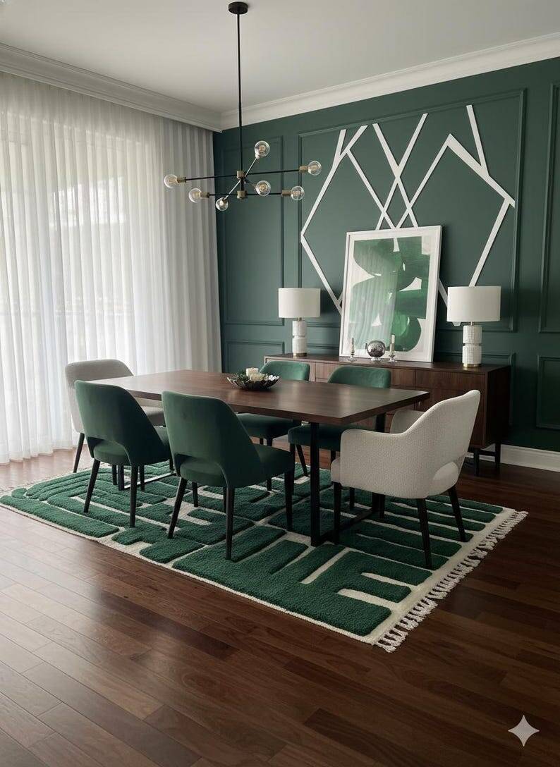 Green RUG, Beni Ourain Moroccan Rug 250/150cm