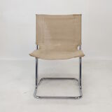 Set of 2 italian canvas and chromed metal chairs, 1970's