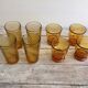 Série de 8 verres ambres