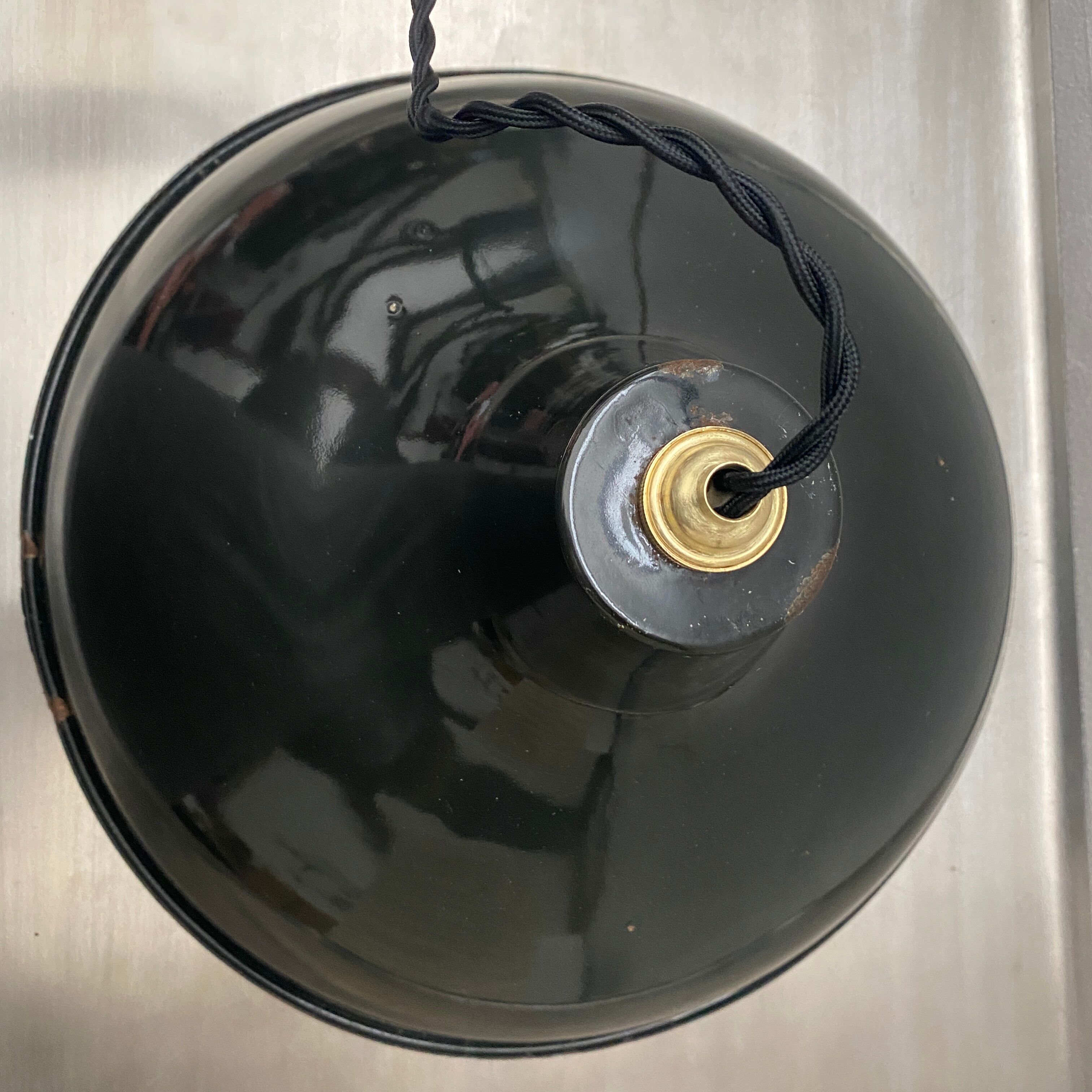 Lot 2 antique industrial lampes hanging emaillee 36 cm