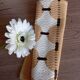 5 napkins 49x49 cm beige with geometric pattern, vintage