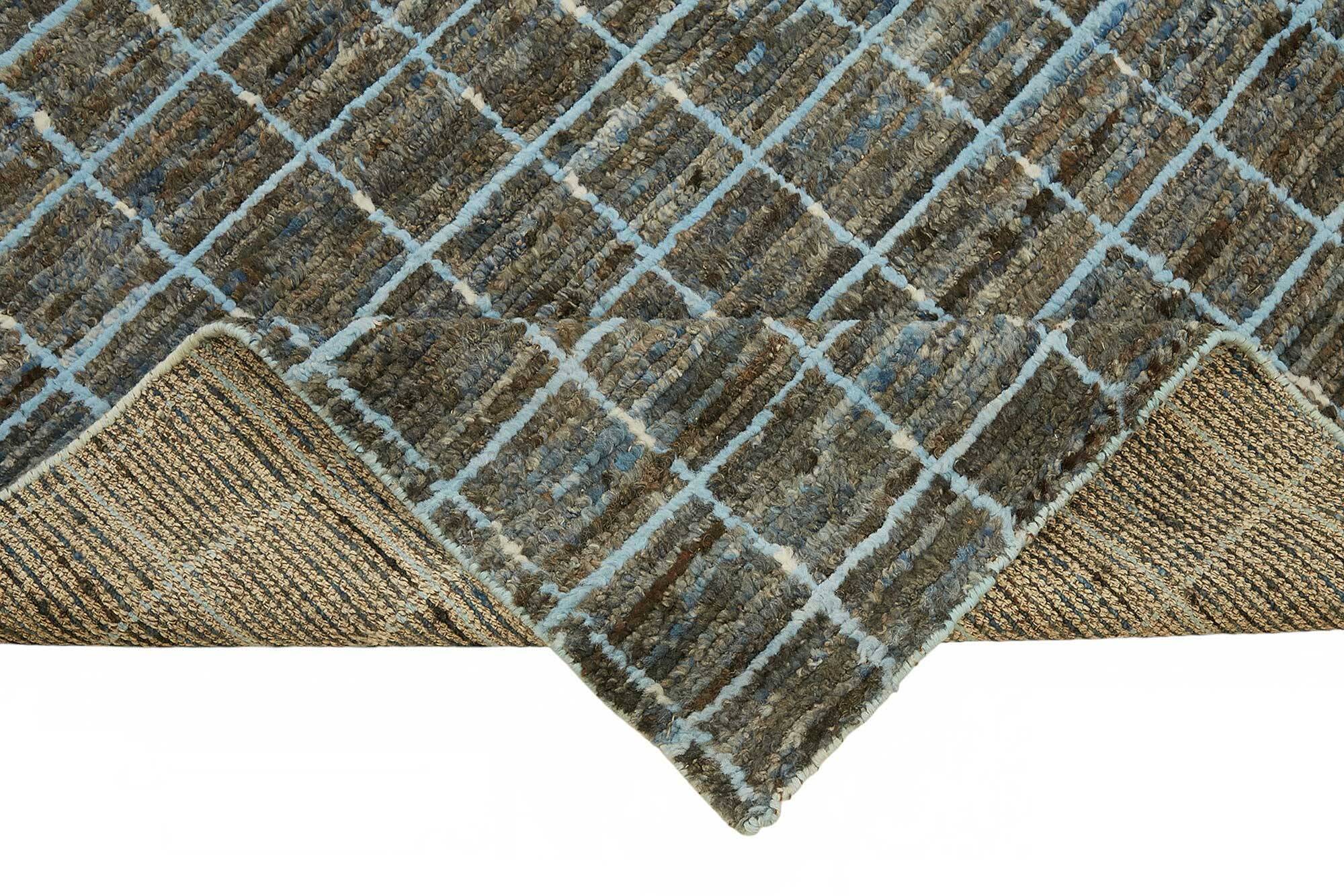 Hand-Knotted Turkish Contemporary 210 cm x 300 cm Grey Wool Carpet