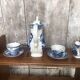 Old tea service the brook myott white ceramic blue decor england