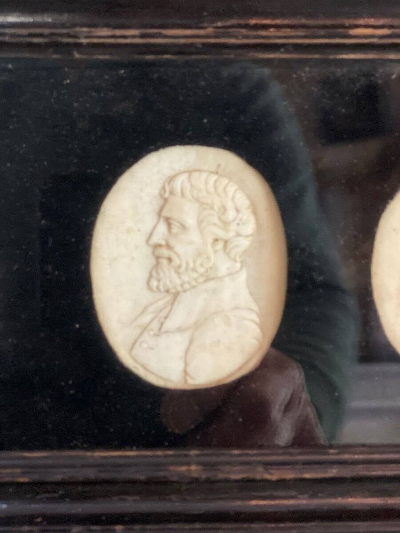 Sculpted ivory portrait suite, England circa 1880, sold in accordance with CITES regulations.