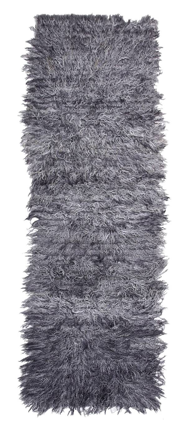 3x11 Gray Handmade %100 Wool Moroccan Runner Rug, 106x345Cm SK70382