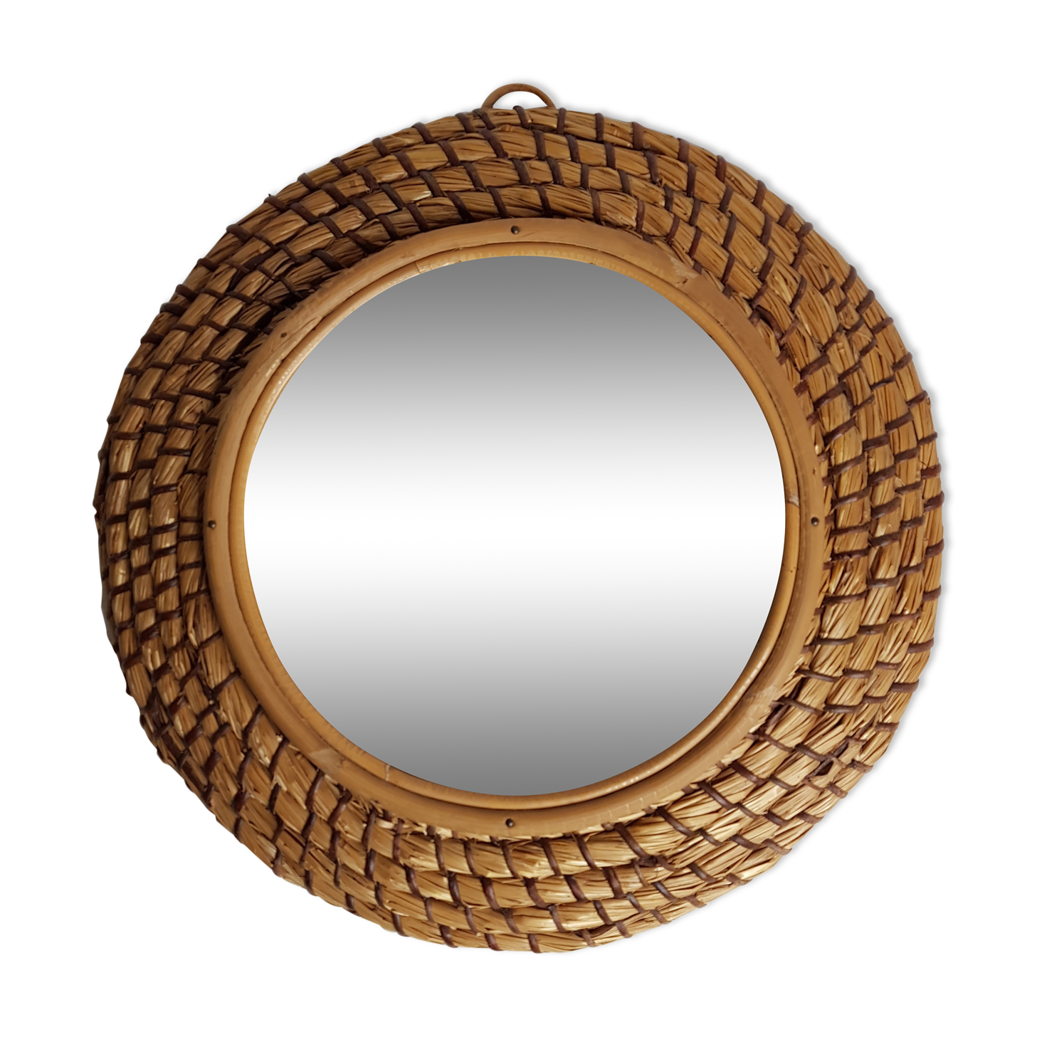 Round mirror in braided straw "bourgne" 40 cm