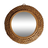 Miroir rond en paille tressée "bourgne" 40 cm