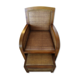 Fauteuil colonial rotin avec ottoman