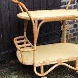 Vintage rattan service trolley