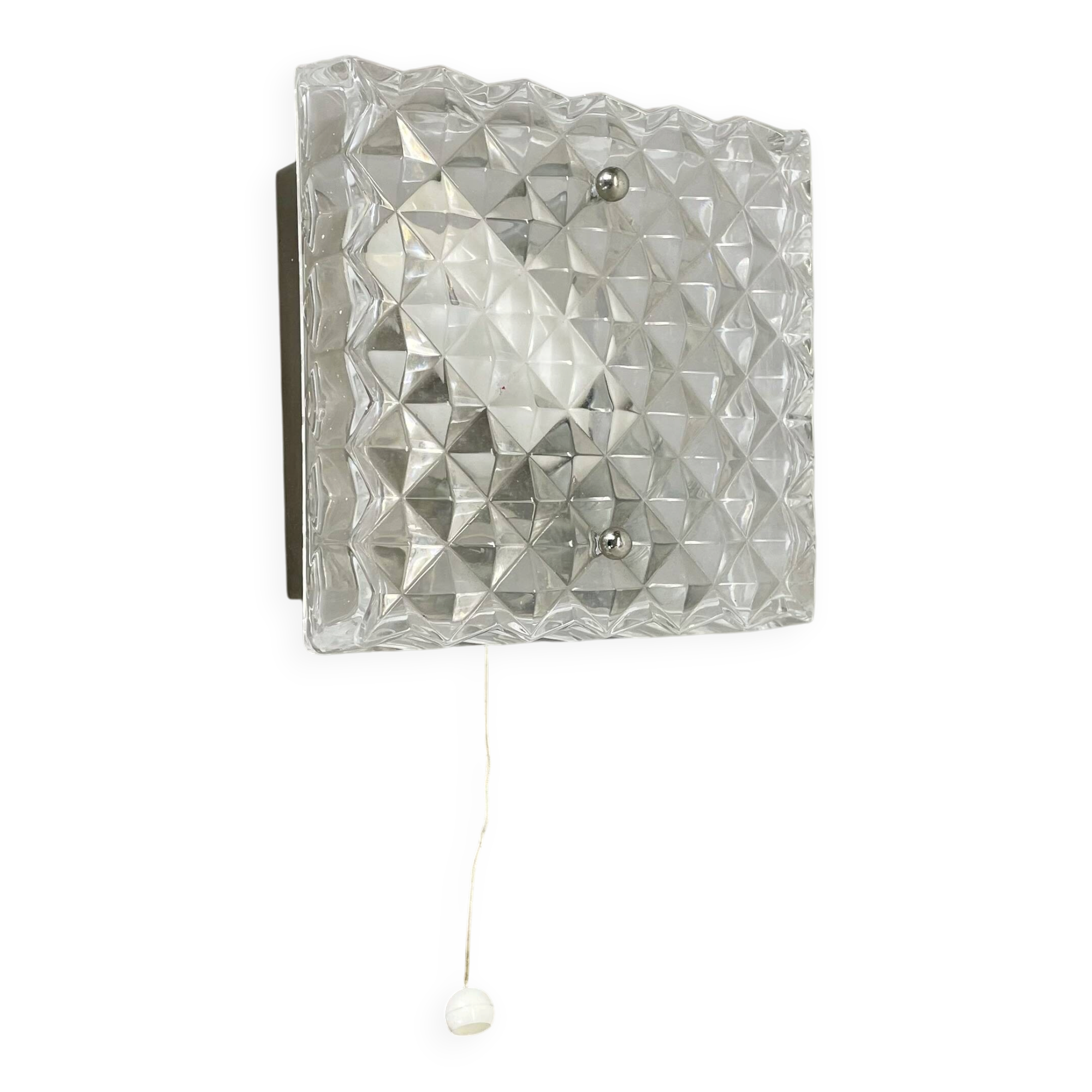 Small Cubic Textured Glass Wall Light in the Style of Orrefors, Germany, 1970s
