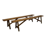 Pair of natural wood benches