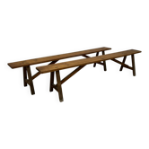 Pair of natural wood benches