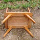 Solid pitch pine bedside table with vintage compass legs