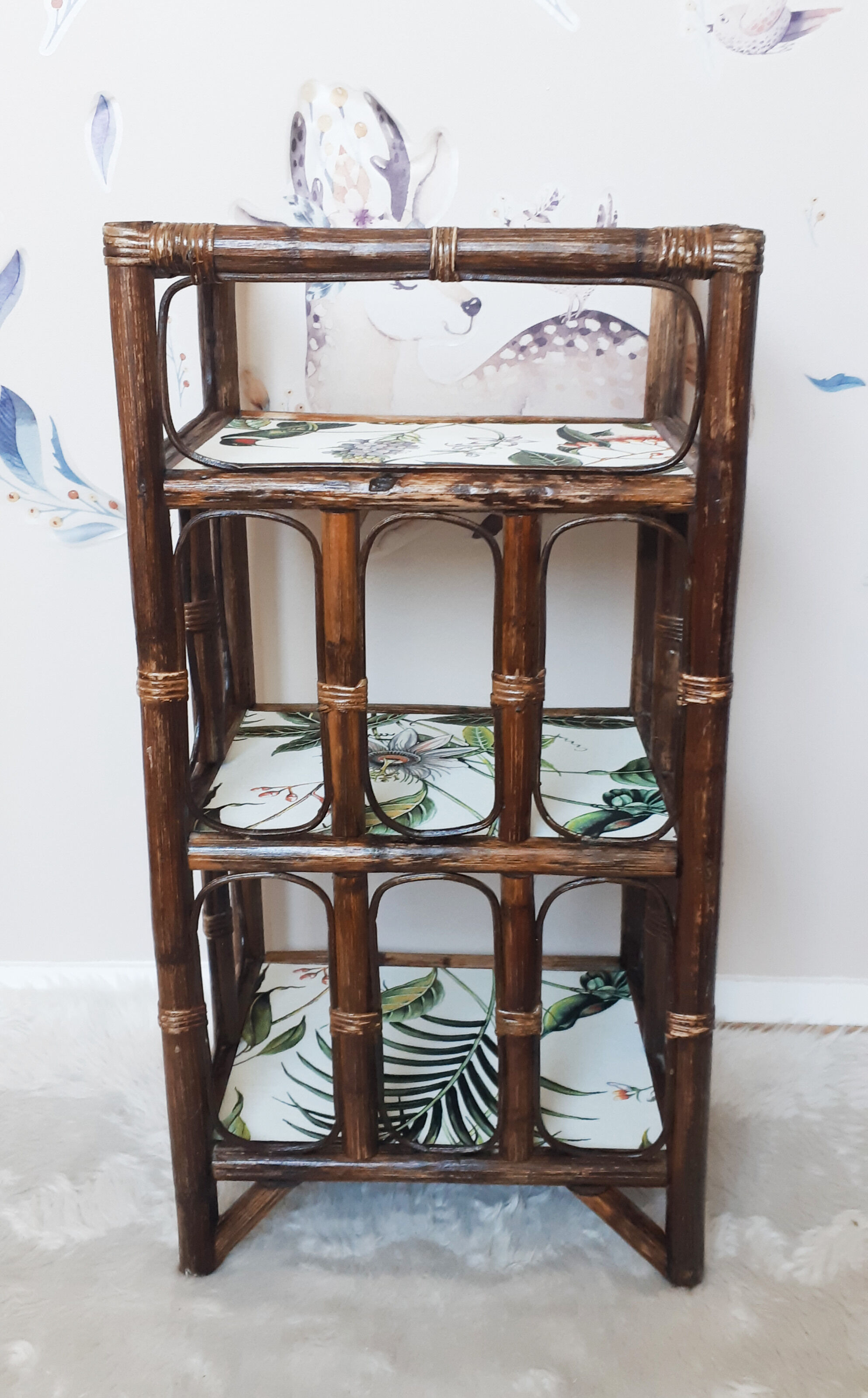 Restyled rattan shelf