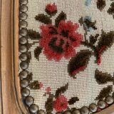 Antique Louis XV style shepherdess armchair in floral flocked fabric