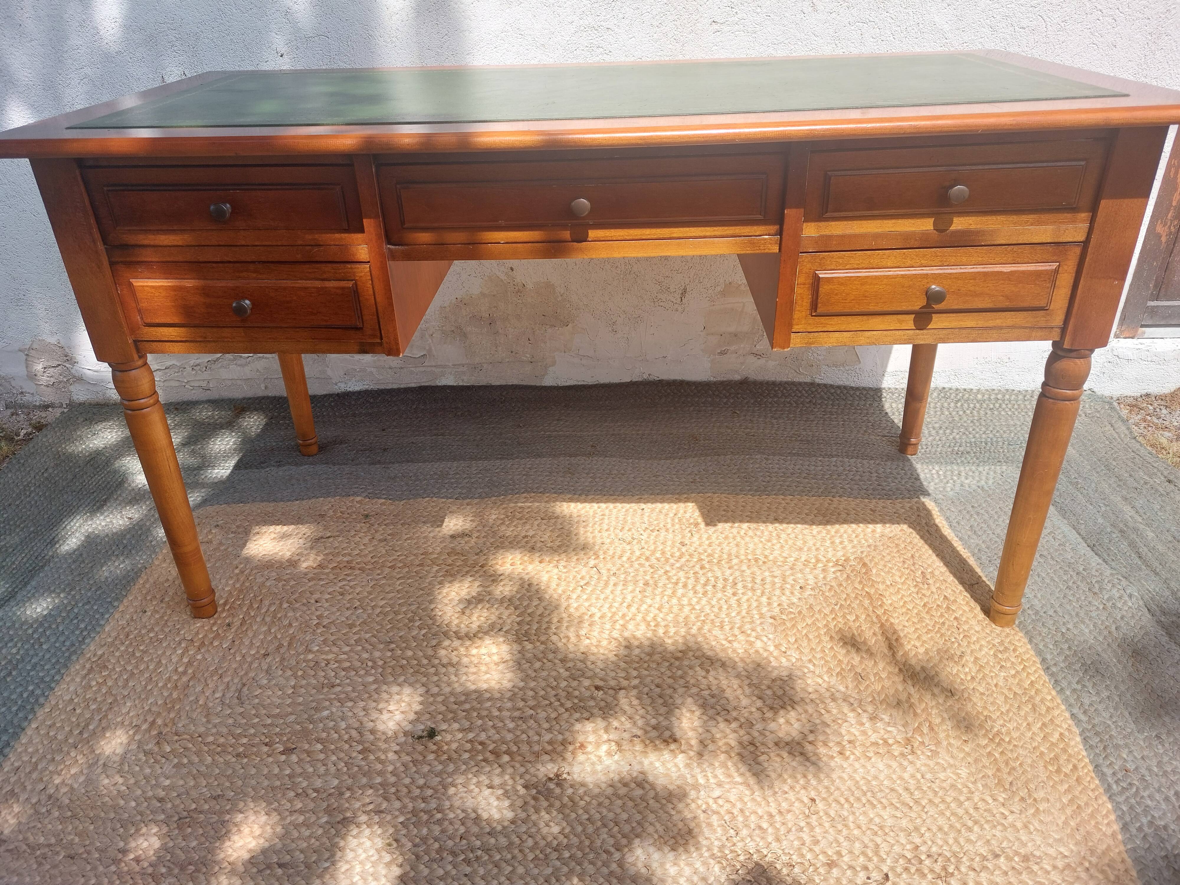 Green leather top desk