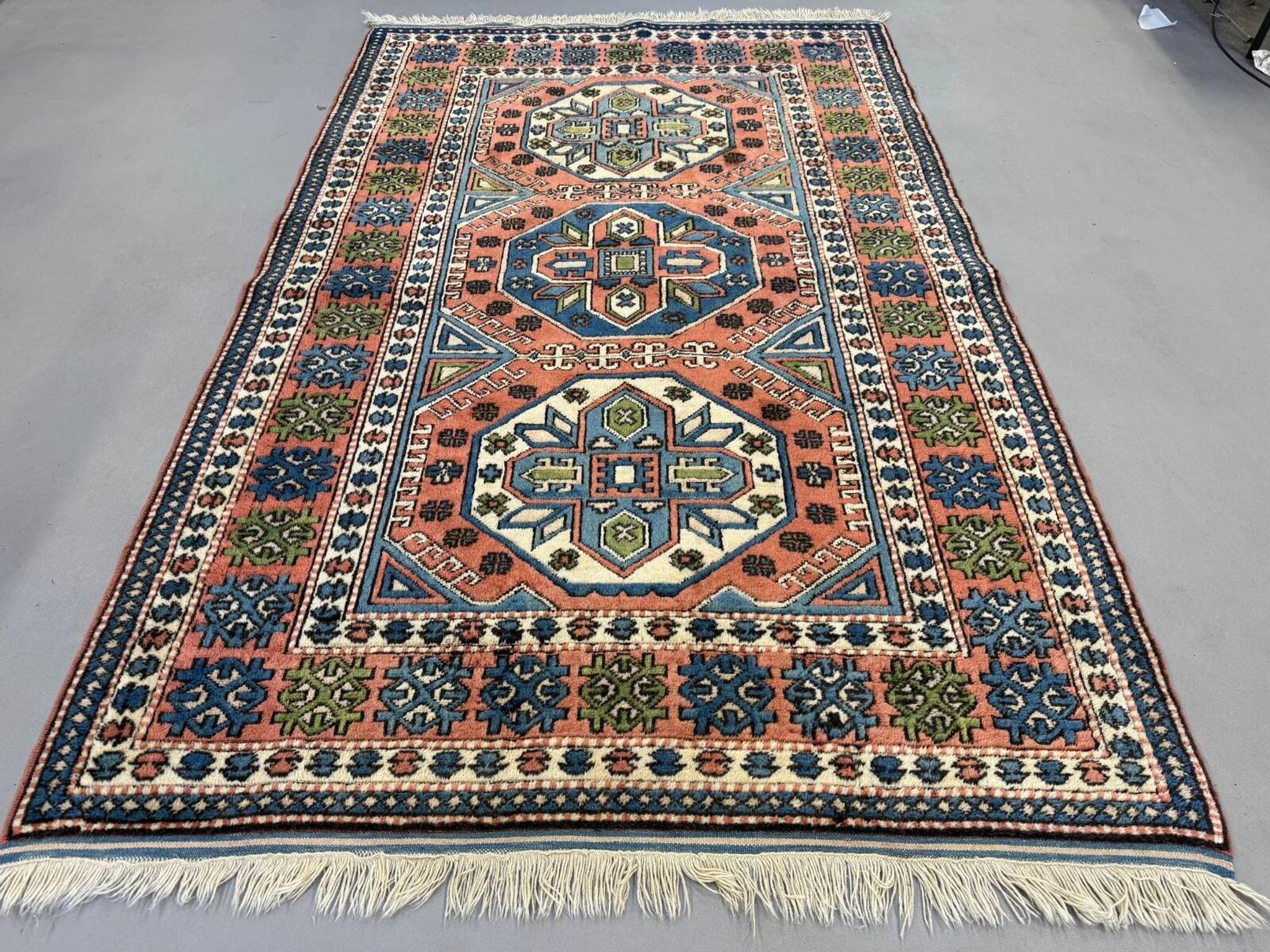 Turkish Kazak rug 270x166 cm vintage carpet, tribal handwoven large 2526