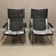 Paire de fauteuils relax inclinable cuir noir design 1960