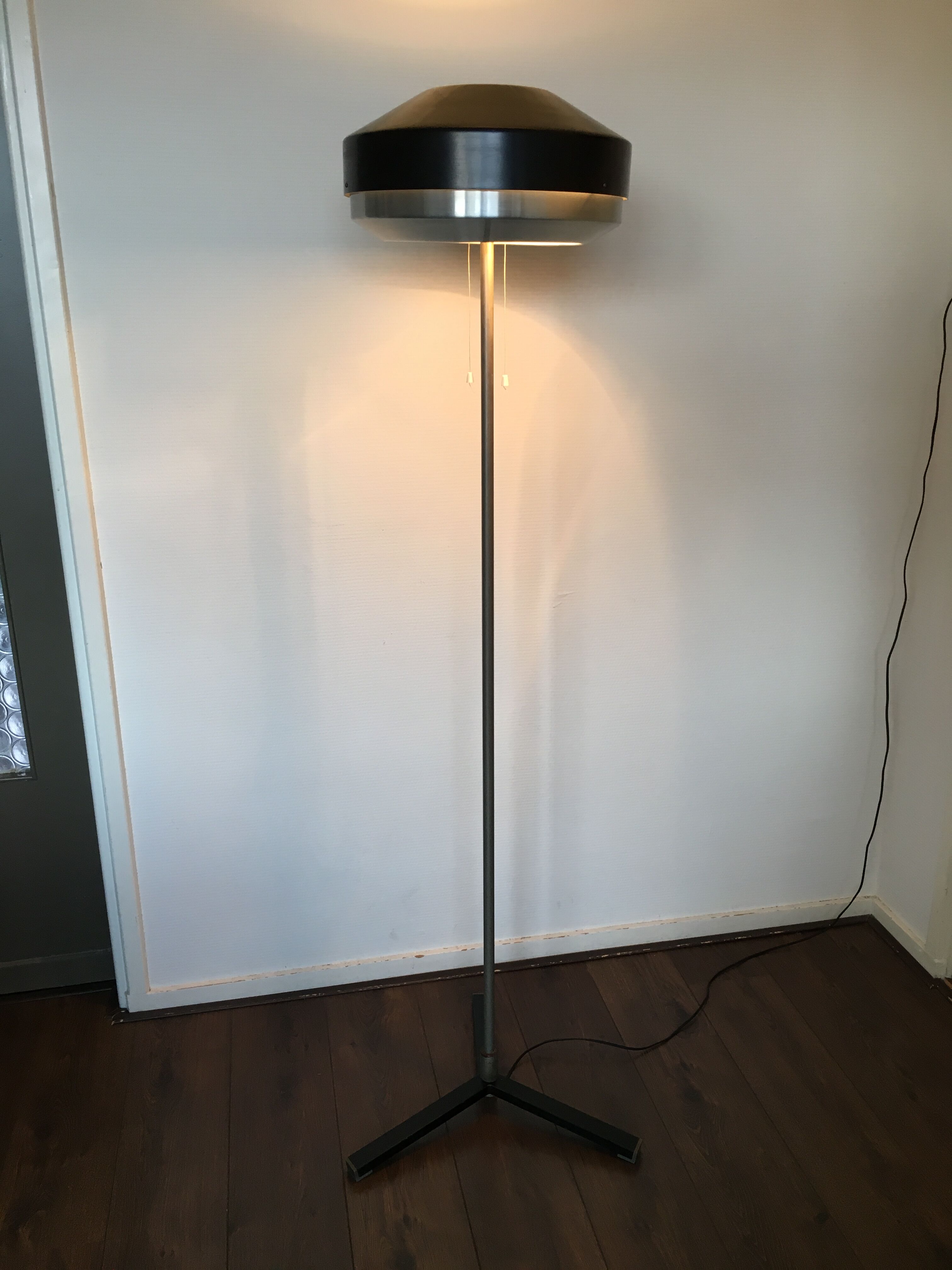Black Chrome Floor Lamp from Hiemstra Evolux, 1960s