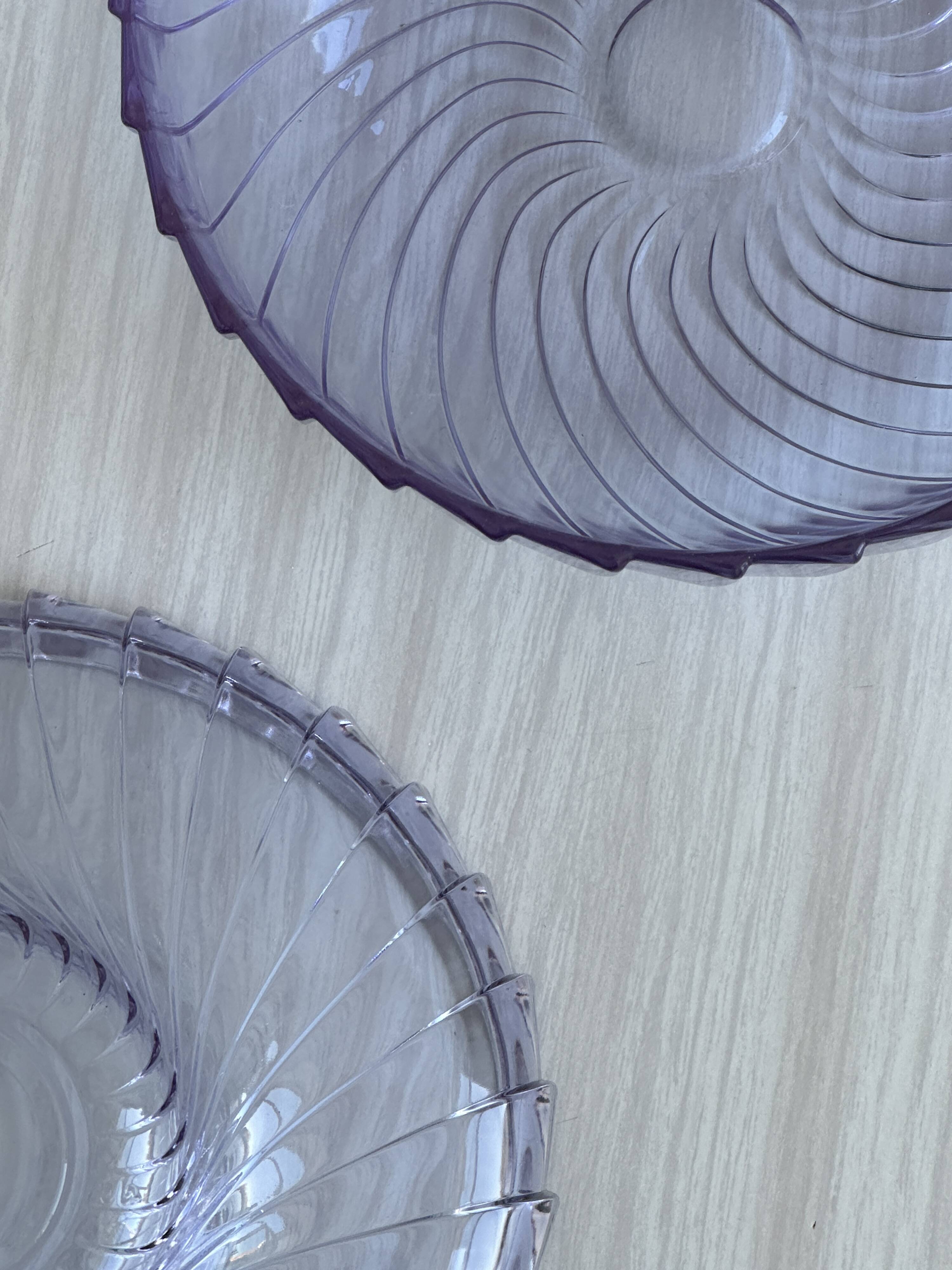 purple crystal glass salad bowl