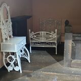 Wooden 1950s doll house with furniture