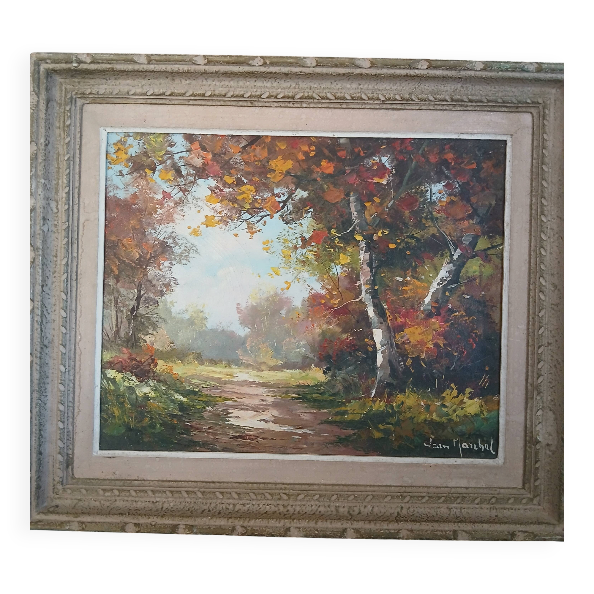 Oil on canvas "Autumn" by Jean Maréchal – Handmade wooden frame