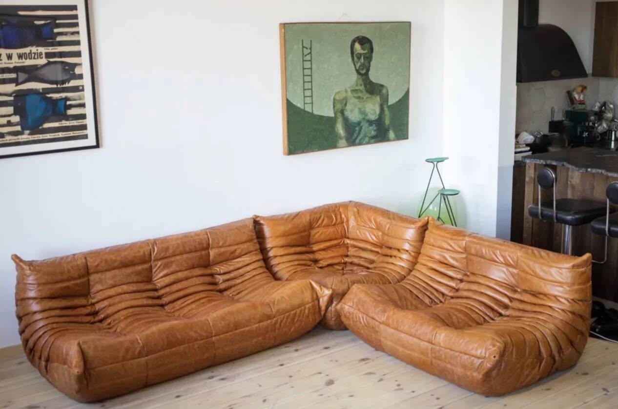 1x 2-seater, 1x corner, 1x 3-seater Togo designed by Michel Ducaroy 1973